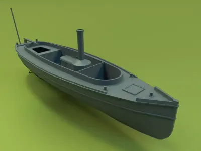 Steam Lifeboat 1880 Low-poly 3D model