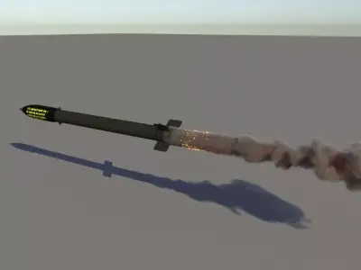 5 Inch MK1 FFAR Rocket incl Smoke trail 3D model