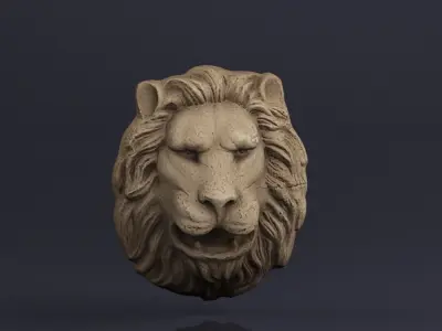 S00065 Lion head bas-relief 3D model