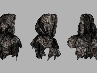 medieval hood cloak pack Low-poly 3D model