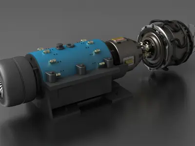 turbofan engine Falcon supersonic sectioned  3D model