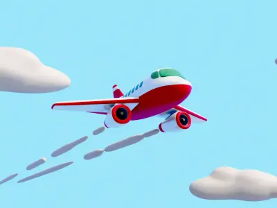 Simple stylised commercial airplane Low-poly 3D model