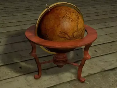 Old wood Globe Low-poly 3D model