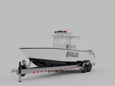 Contender Police Boat with Trailer  3D model