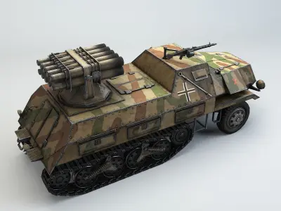 Low Poly 15 cm Panzerwerfer 42 Maultier Low-poly 3D model