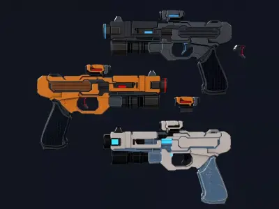 Sci-Fi Blaster Pistol Low-poly 3D model purchase