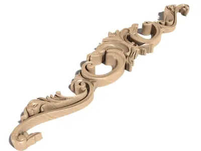 Cartouche-003 carved ornate crown molding 3D model
