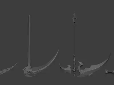 14 Fantasy Weapons Low-poly 3D model