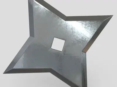 Shuriken 5 metal star Low-poly 3D model