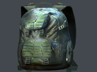 Backpack military combat Black baggage Low-poly 3D model Low-poly 3D model