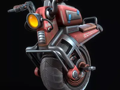 Stylized Monocycle Low-poly 3D model