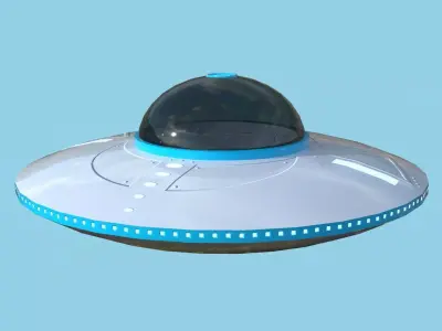 Spaceship UFO B3 - White Blue - Alien SciFi Vehicle Low-poly 3D model