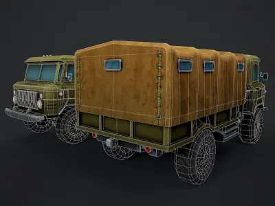 GAZ-66 Truck Game Ready Low-poly 3D model