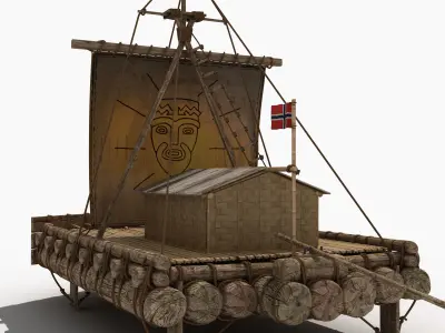 The Kon-Tiki Raft Low-poly 3D model