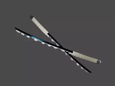 Inosuke Hashibira Swords Demon Slayer Low-poly 3D model