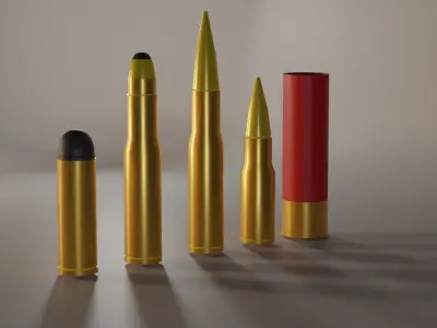 Bullet Set group of bullets Low-poly 3D model