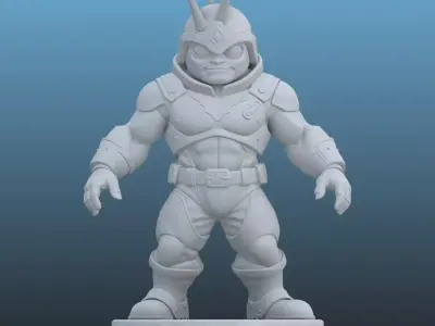 Stylized Space Hero - Chibi Warrior Mini 3D Print Model PM-111 3D print model