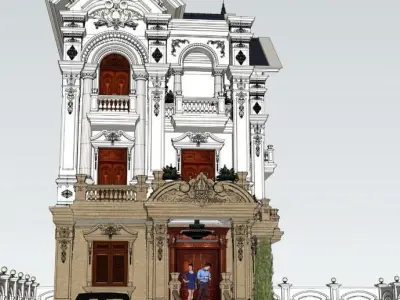 1 Parisian Elegance Neoclassical Villa Exterior Model Low-poly 3D model