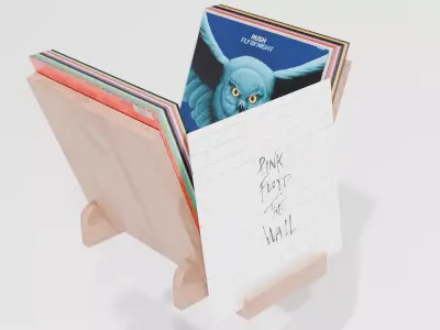 Basic Wood Vinyl Record Holder Free low-poly 3D model