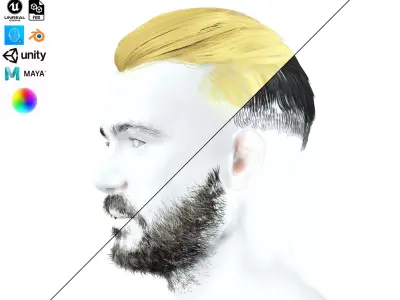 Side Part Male Hair Cut Low-Poly Low-poly 3D model