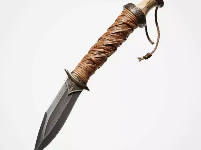 Fantasy Ornate Leather Wrapped Dagger 3D model