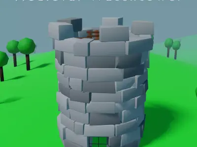Medieval Watchtower Low-poly 3D model