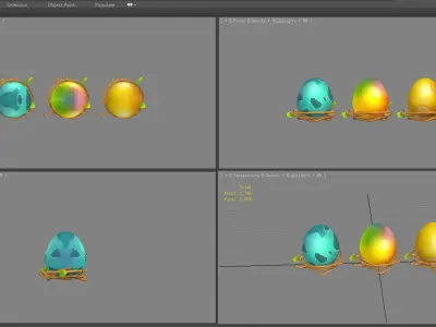 Cartoon bird eggs - golden egg - colored egg - dinosaur egg Low-poly 3D model