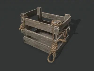 Wooden Boxes set 2 Low-poly 3D model