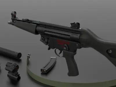 MP5 Submachine gun Fps - Tps Low-poly 3D model