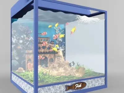 Aquarium with fish and plants inside 3D model