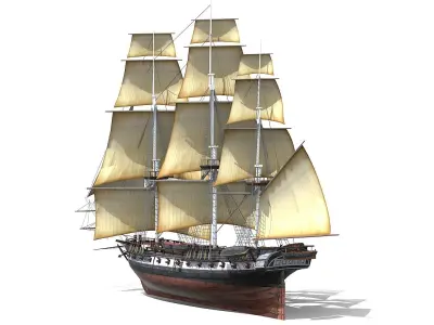 USS Essex 1799 Frigate Low-poly 3D model