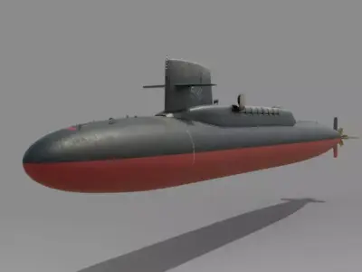 Nuclear submarine SSBN 598 Georges Washington with missile Free 3D model