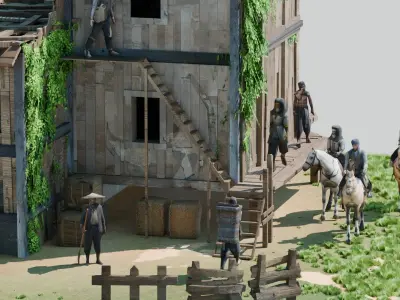 Shanty Town Environment Low-poly 3D model