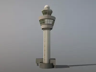 EHAM Control Tower Amsterdam Airport Schiphol Low-poly 3D model