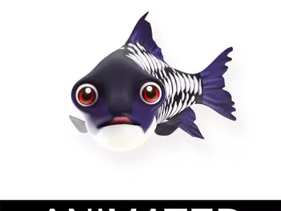 Giant Carp Fish Cartoon Animated Low-poly 3D model