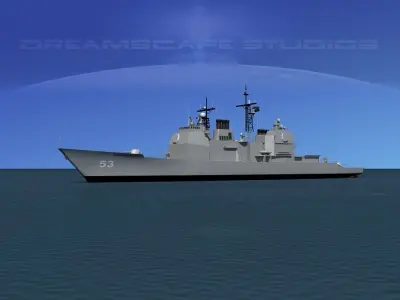 Ticonderoga Class Cruiser CG53 USS Mobile Bay 3D model