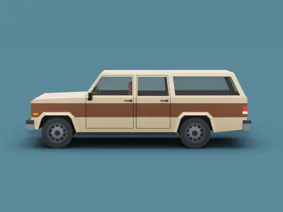 Stylized Cartoon SUV Suburban Car Low-poly 3D model