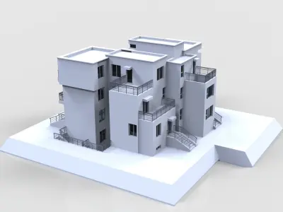 Modern Building House Low-poly 3D model