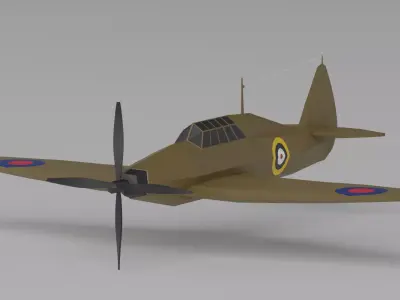 Hawker Hurricane WW2 Fighter Low-poly 3D model