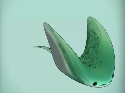 Cute Sea Sprite Ray Stylized Fantasy Creature cartoony style 3D model