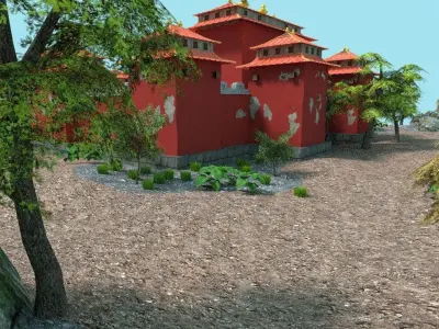 low poly chinese temple Low-poly 3D model