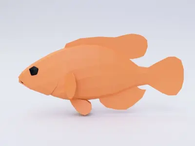 Brown striped fish 3d model  Low-poly 3D model