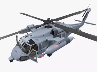 UH-60 Black Hawk South Korea Air Force Complex Animation Low-poly 3D model