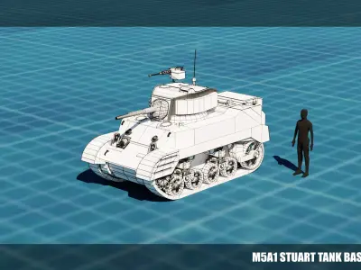 M5A1 Stuart Tank Base Mesh Low-poly 3D model