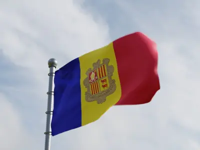 Animated Andorra Flags 3D model