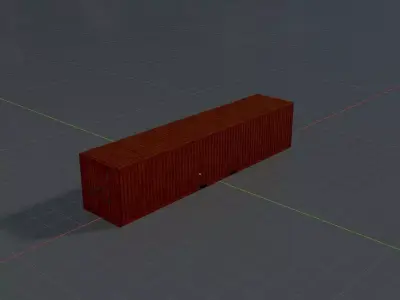 Warehouse-Container signal orange 40ft Low-poly 3D model