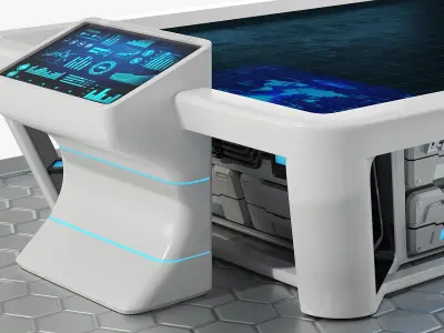 Holographic Panel with Space Battle Hologram 3D model