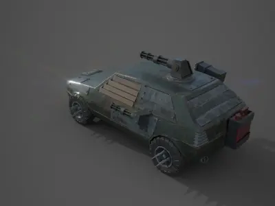 Post Apocalyptic Monster VW Golf Low-poly 3D model