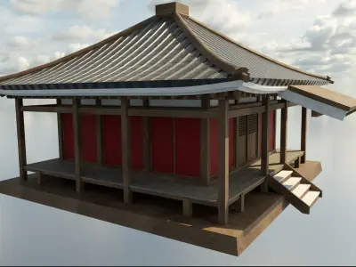 Asian Dojo Low-poly 3D model