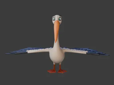 Pelican cartoon 3D model